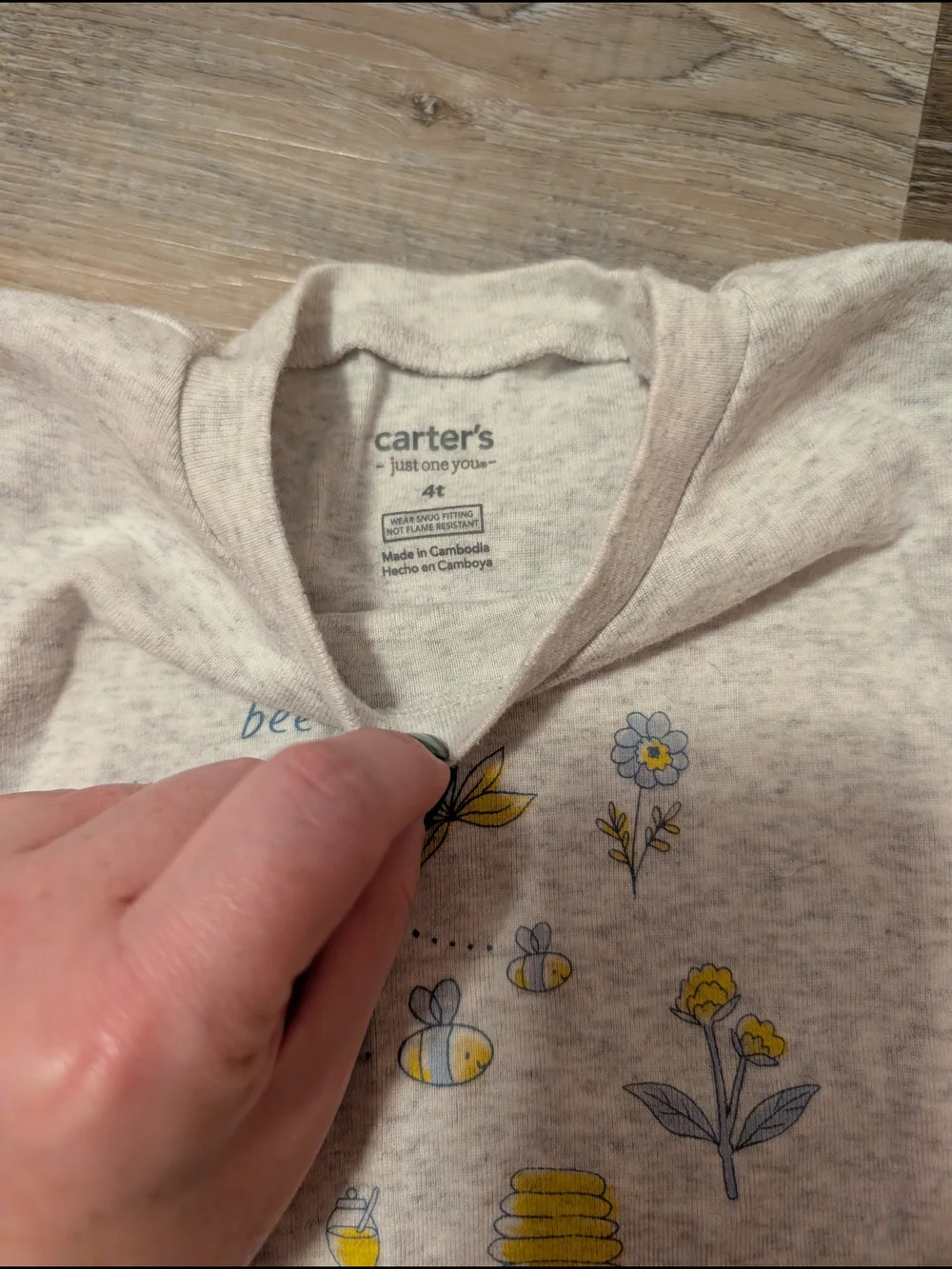 Girls Heather Cream & Yellow Bee Pajama Set